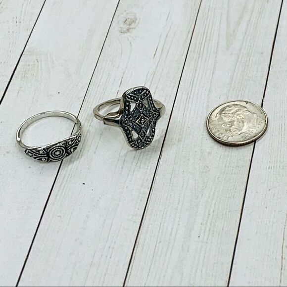 Silver Metal Work Rings Lot of 2 - Picture 1 of 4